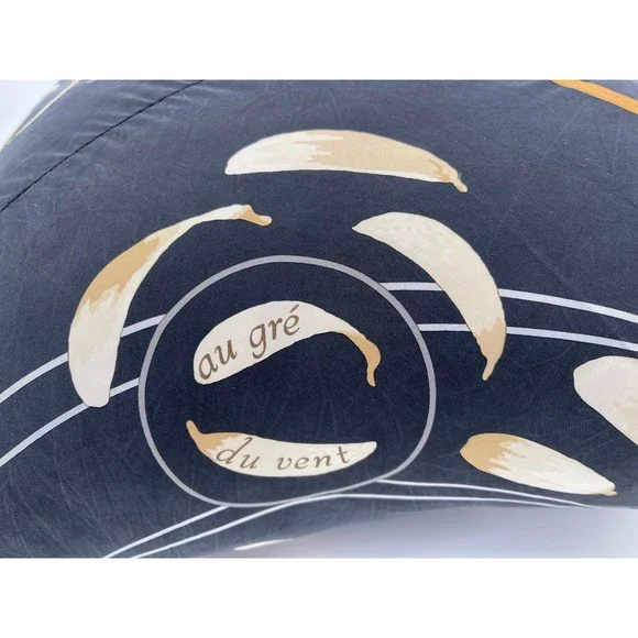 - Hermes Scarf Pillow 90cm Au Gre Du Vent Black Yellow Gold